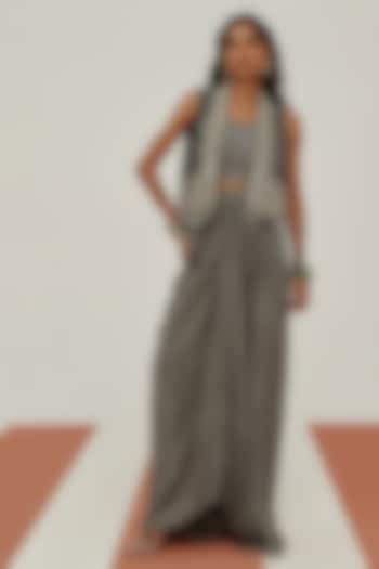 Black Crepe Mirror Embroidered Jacket Set by Basanti - Kapde aur Koffee at Pernia's Pop Up Shop
