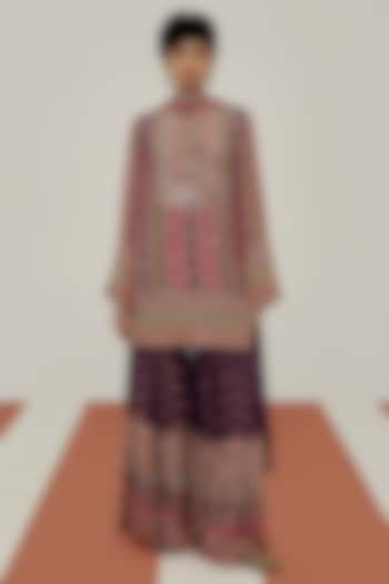 Purple Crepe Mirror Embroidered Party Wear Sharara Set by Basanti - Kapde aur Koffee at Pernia's Pop Up Shop