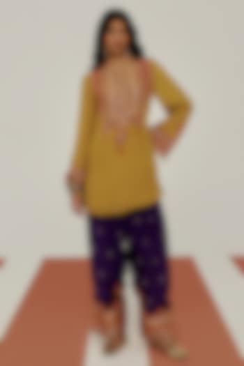 Yellow & Amethyst Purple Crepe Farshi Set by Basanti - Kapde aur Koffee at Pernia's Pop Up Shop