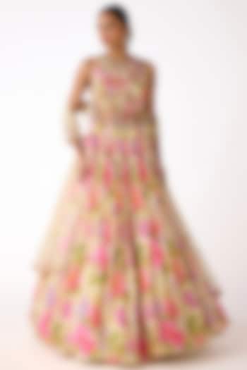 Ivory Chinon Thread & Mirror Embroidered Wedding Lehenga Set by Basanti - Kapde aur Koffee at Pernia's Pop Up Shop