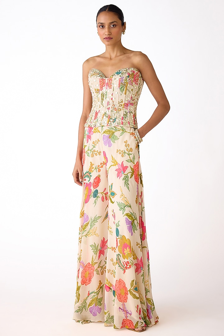 Ivory Georgette Party Wear Sharara Set by Basanti - Kapde aur Koffee at Pernia's Pop Up Shop