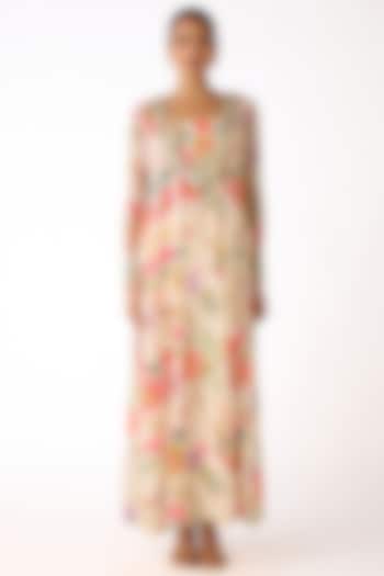 Ivory Georgette Sequin & Mirror Embroidered Party Wear Anarkali Set by Basanti - Kapde aur Koffee at Pernia's Pop Up Shop