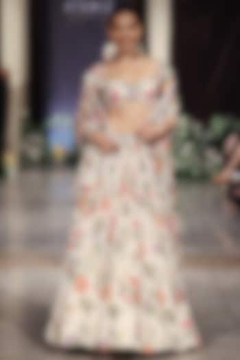 Ivory Georgette Sequin & Mirror Embroidered Wedding Lehenga Set by Basanti - Kapde aur Koffee at Pernia's Pop Up Shop