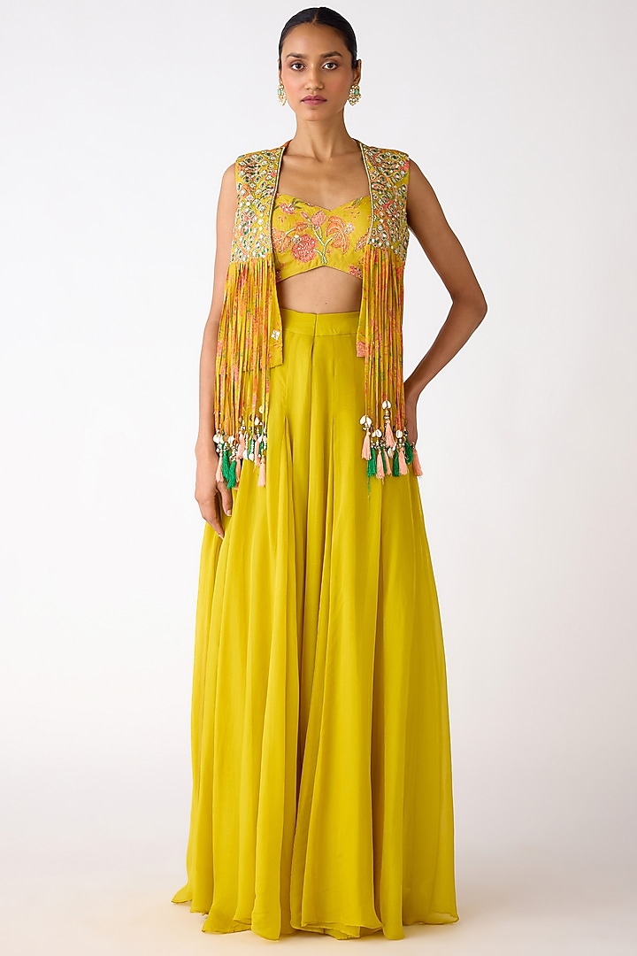 Yellow Organza Party Wear Sharara Set by Basanti - Kapde aur Koffee at Pernia's Pop Up Shop