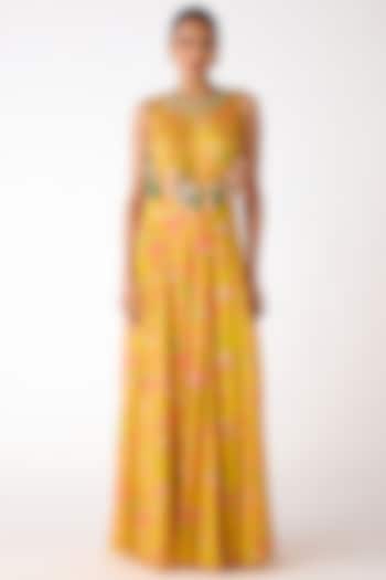 Yellow Organza Mirror & Shell Embroidered Jumpsuit by Basanti - Kapde aur Koffee at Pernia's Pop Up Shop