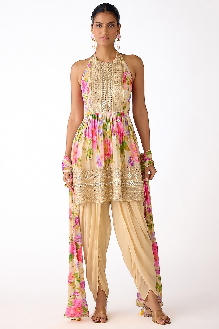 Ivory Chiffon Dhoti Set by Basanti - Kapde aur Koffee at Pernia's Pop Up Shop