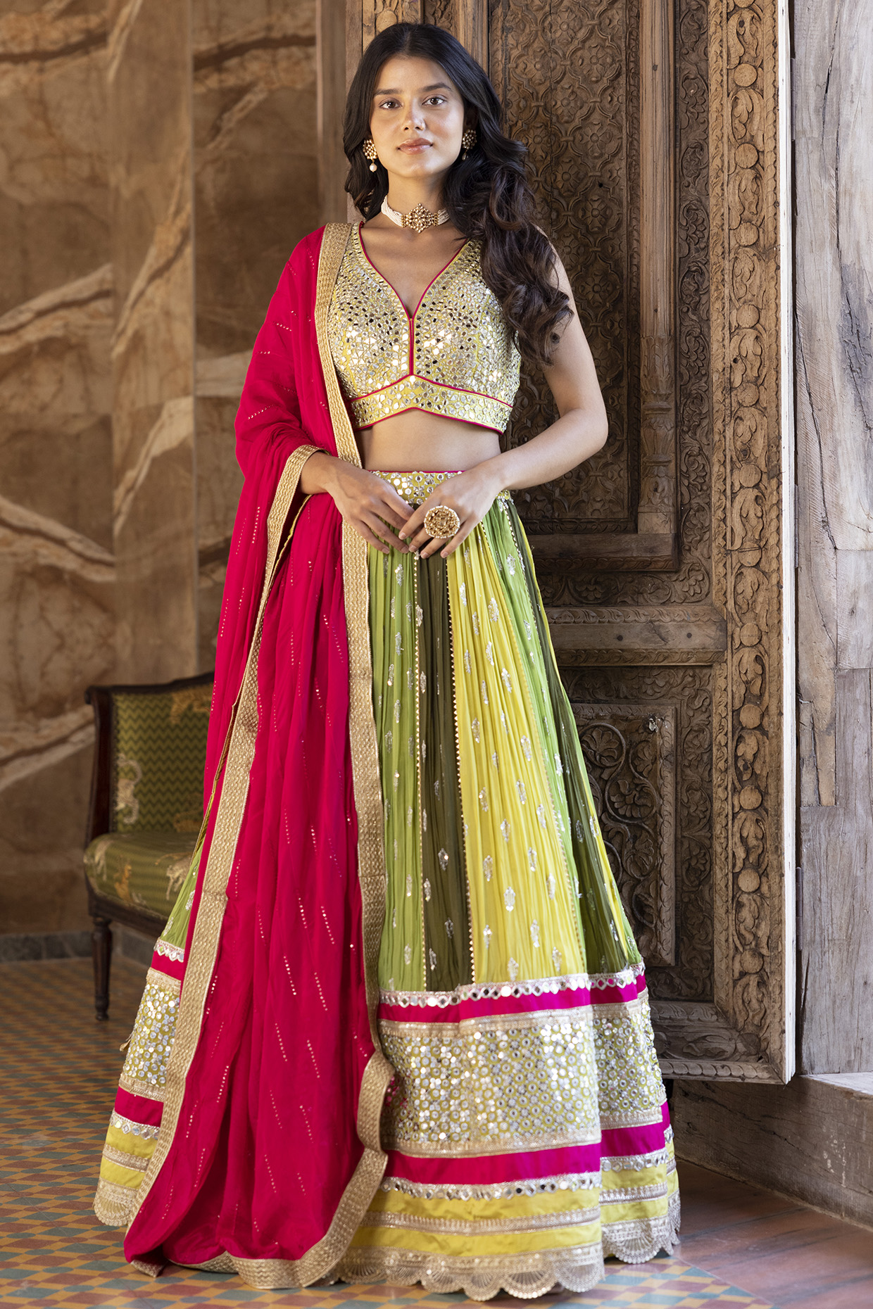 Multi-Colored Embroidered Lehenga Set by Basanti - Kapde aur Koffee