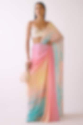 Pink Crepe Saree Set by Basanti - Kapde aur Koffee at Pernia's Pop Up Shop