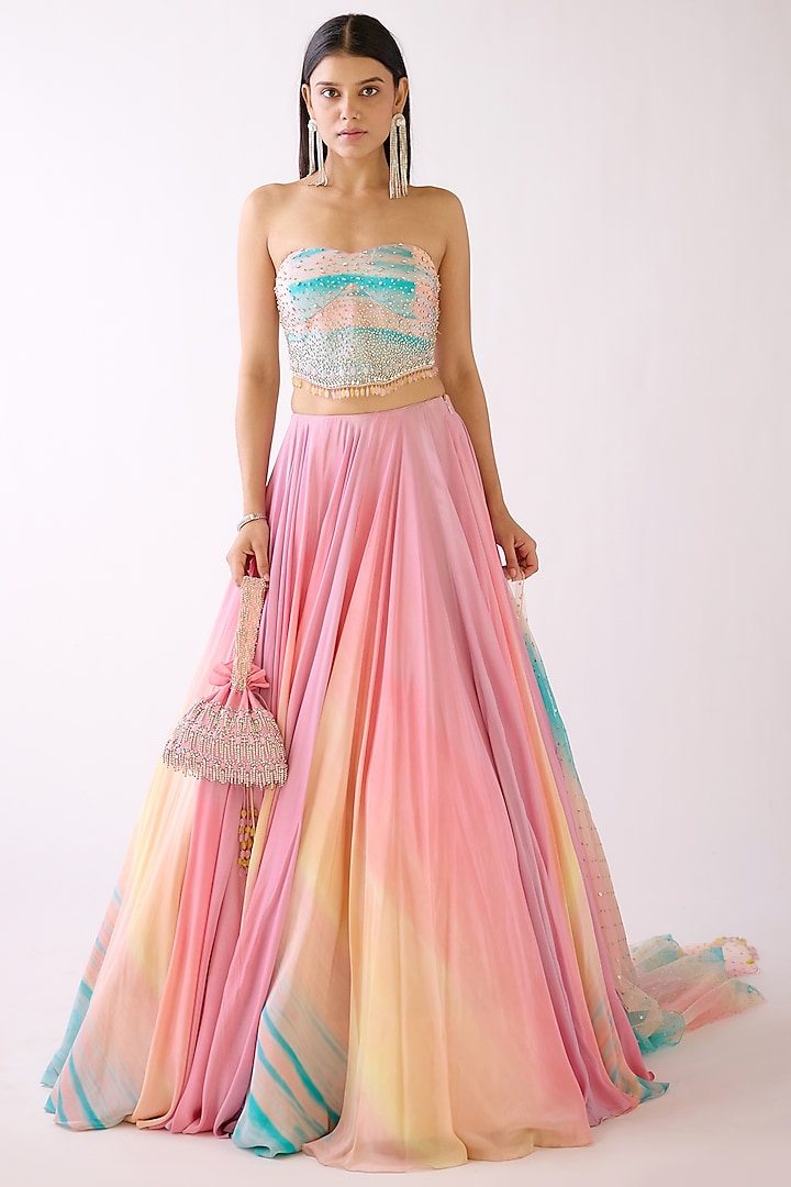 Pink Crepe Wedding Lehenga Set by Basanti - Kapde aur Koffee at Pernia's Pop Up Shop