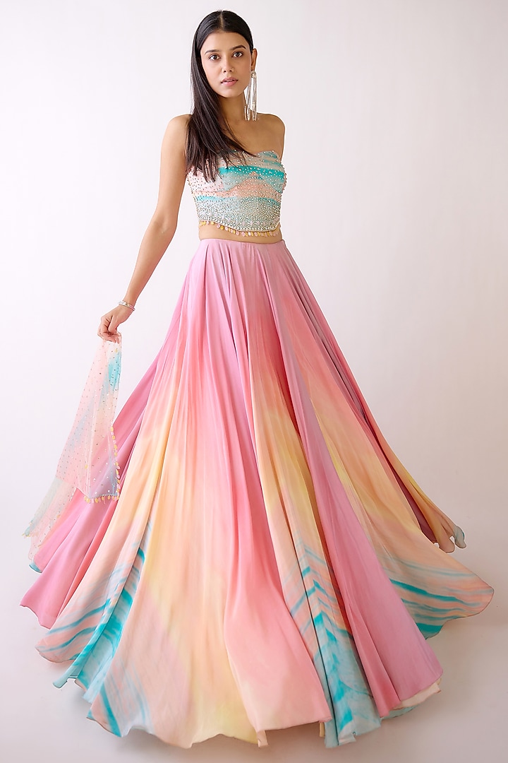 Pink Crepe Wedding Lehenga Set by Basanti - Kapde aur Koffee at Pernia's Pop Up Shop