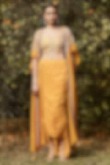 Orange Organza Hand Work Cape Set by Basanti - Kapde aur Koffee at Pernia's Pop Up Shop