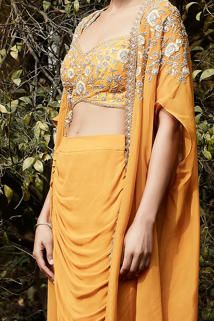Orange Organza Hand Work Cape Set by Basanti - Kapde aur Koffee at Pernia's Pop Up Shop