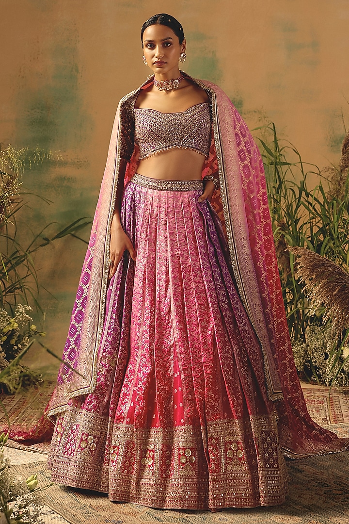 Purple Banarasi Cutdana & Bead Embroidered Wedding Lehenga Set by Basanti - Kapde aur Koffee at Pernia's Pop Up Shop