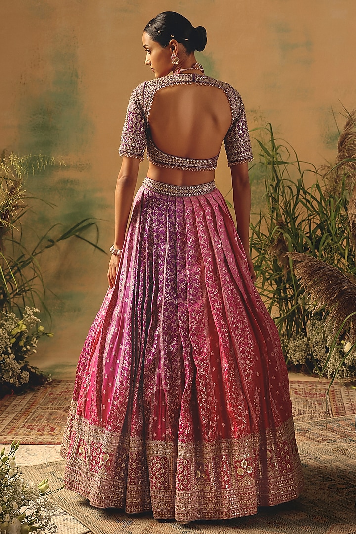 Purple Banarasi Cutdana & Bead Embroidered Wedding Lehenga Set by Basanti - Kapde aur Koffee at Pernia's Pop Up Shop