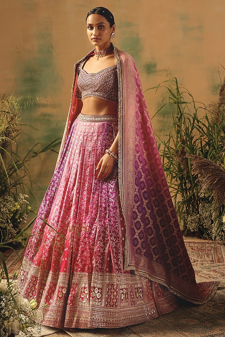 Purple Banarasi Cutdana & Bead Embroidered Wedding Lehenga Set by Basanti - Kapde aur Koffee at Pernia's Pop Up Shop
