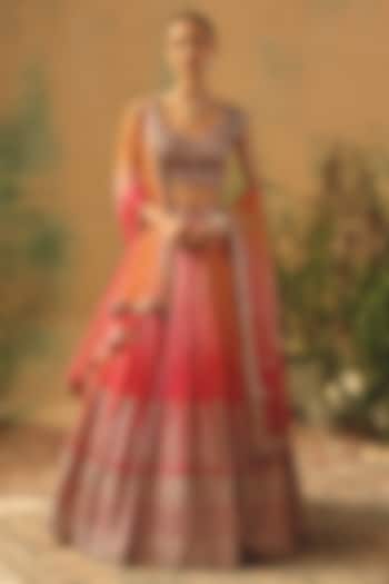 Pink Tissue Sequin & Crystal Embroidered Wedding Lehenga Set by Basanti - Kapde aur Koffee at Pernia's Pop Up Shop