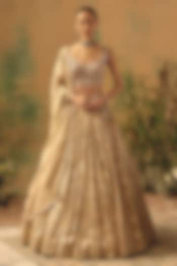 Ivory Banarasi Sequin Embroidered Wedding Lehenga Set by Basanti - Kapde aur Koffee at Pernia's Pop Up Shop