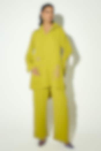 Lime Modal Satin Thread Work Co-Ord Set by Basanti - Kapde aur Koffee at Pernia's Pop Up Shop