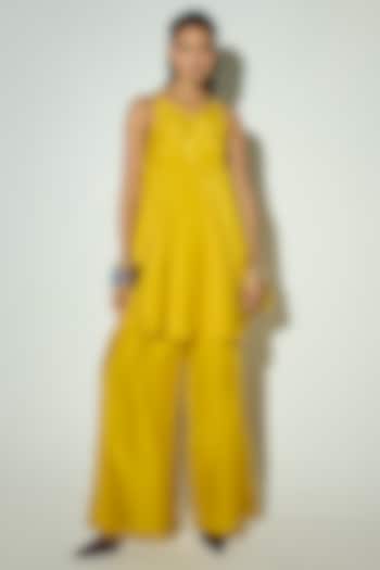 Mustard Bamberg Silk Co-Ord Set by Basanti - Kapde aur Koffee at Pernia's Pop Up Shop