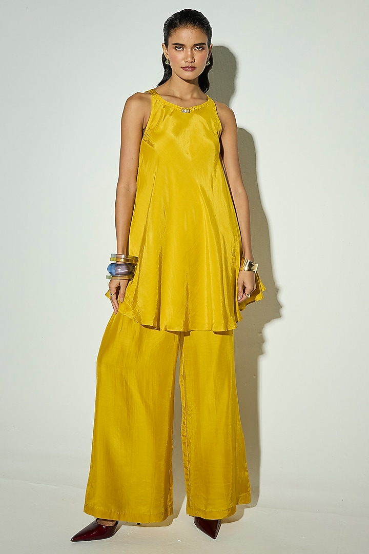 Mustard Bamberg Silk Co-Ord Set by Basanti - Kapde aur Koffee at Pernia's Pop Up Shop