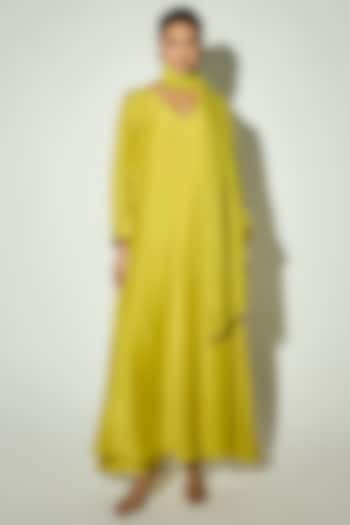 Green Bamberg Silk Coin Embellished Party Wear Anarkali Set by Basanti - Kapde aur Koffee at Pernia's Pop Up Shop