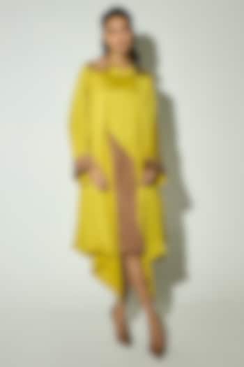 Mustard Satin Jacket Summer Dress by Basanti - Kapde aur Koffee at Pernia's Pop Up Shop