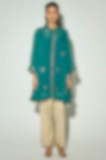 Blue Organza Zari Embroidered Kurta Set by Basanti - Kapde aur Koffee at Pernia's Pop Up Shop