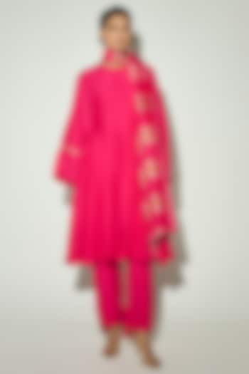 Rani Pink Bamberg Silk Coin Embellished Party Wear Anarkali Set by Basanti - Kapde aur Koffee at Pernia's Pop Up Shop