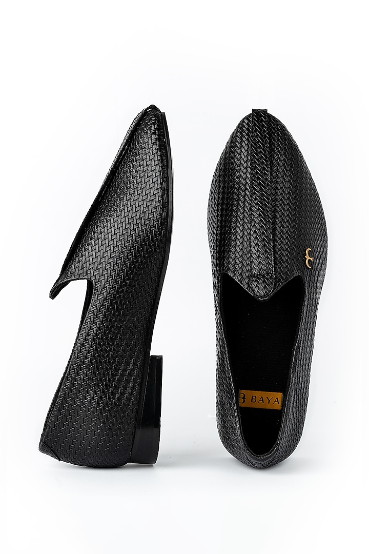 Black Faux Leather Handmade Joffers by Baya at Pernia's Pop Up Shop