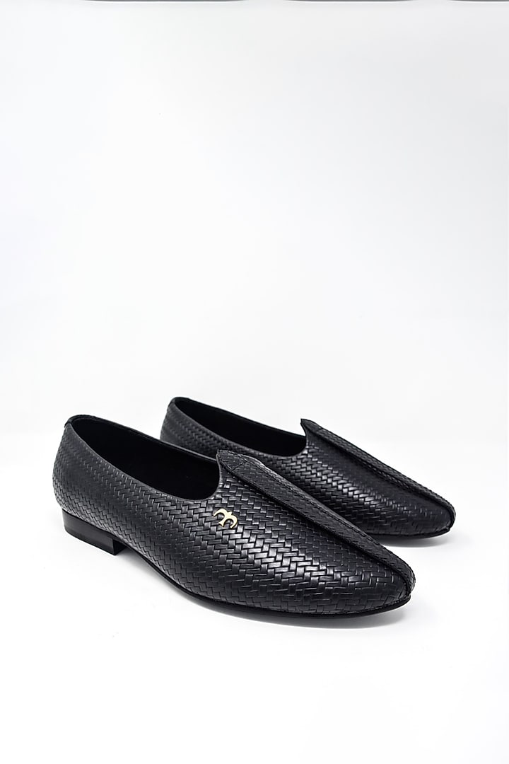 Black Faux Leather Handmade Joffers by Baya at Pernia's Pop Up Shop