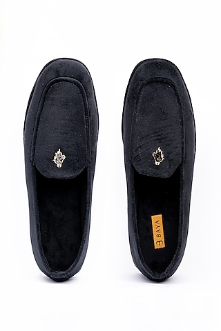 Black Handmade Joffers In Velvet by Baya
