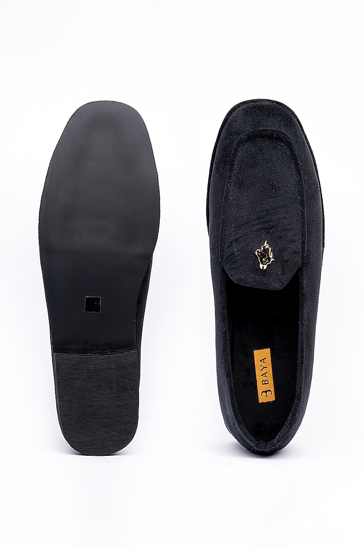 Black Handmade Joffers In Velvet by Baya at Pernia's Pop Up Shop