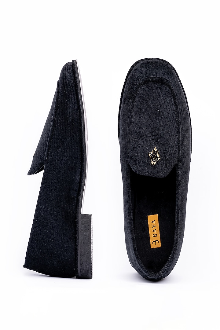 Black Handmade Joffers In Velvet by Baya at Pernia's Pop Up Shop