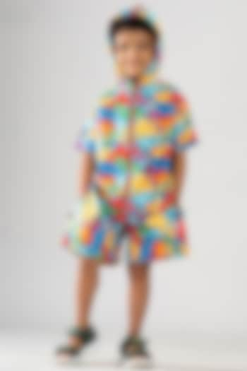 Multi-Colored Polyester Satin Printed Co-Ord Set For Boys by BAYA COUTURE at Pernia's Pop Up Shop