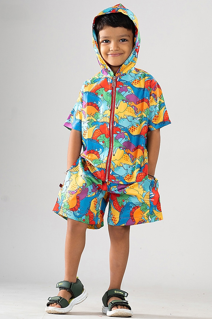 Multi-Colored Polyester Satin Printed Co-Ord Set For Boys by BAYA COUTURE at Pernia's Pop Up Shop