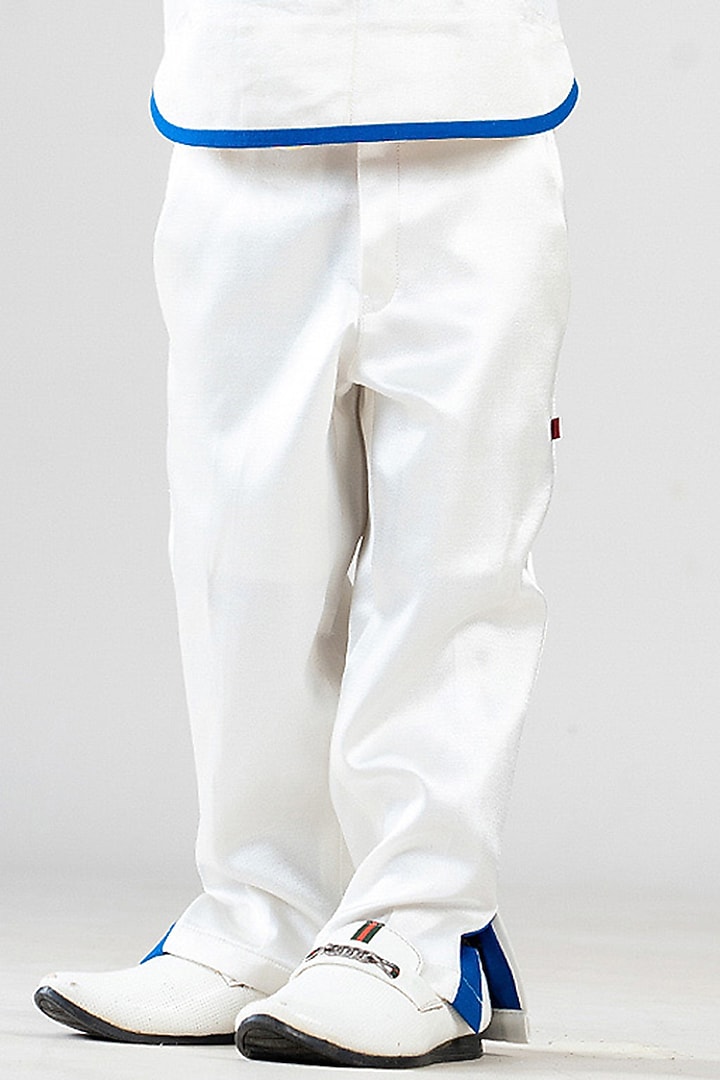White Viscose Pant Set For Boys by BAYA COUTURE at Pernia's Pop Up Shop