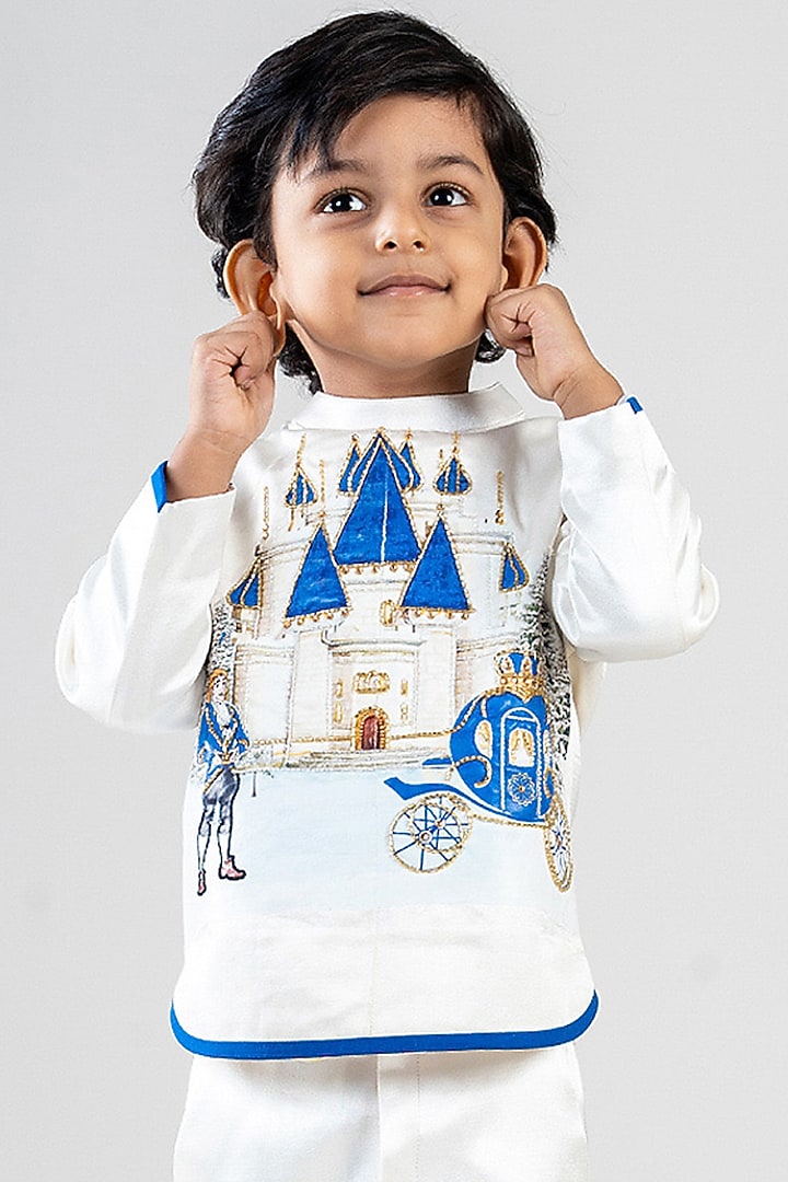 White Viscose Pant Set For Boys by BAYA COUTURE at Pernia's Pop Up Shop