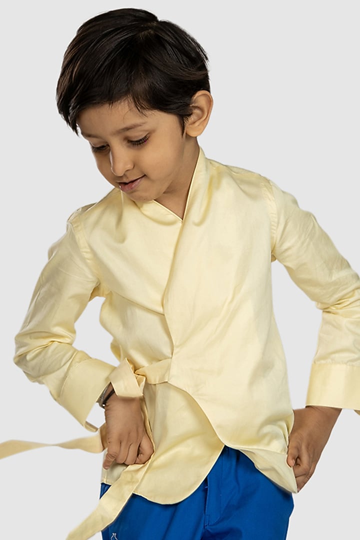 Cobalt Blue Cotton and Cotton Lycra Pants Set For Boys by BAYA COUTURE at Pernia's Pop Up Shop