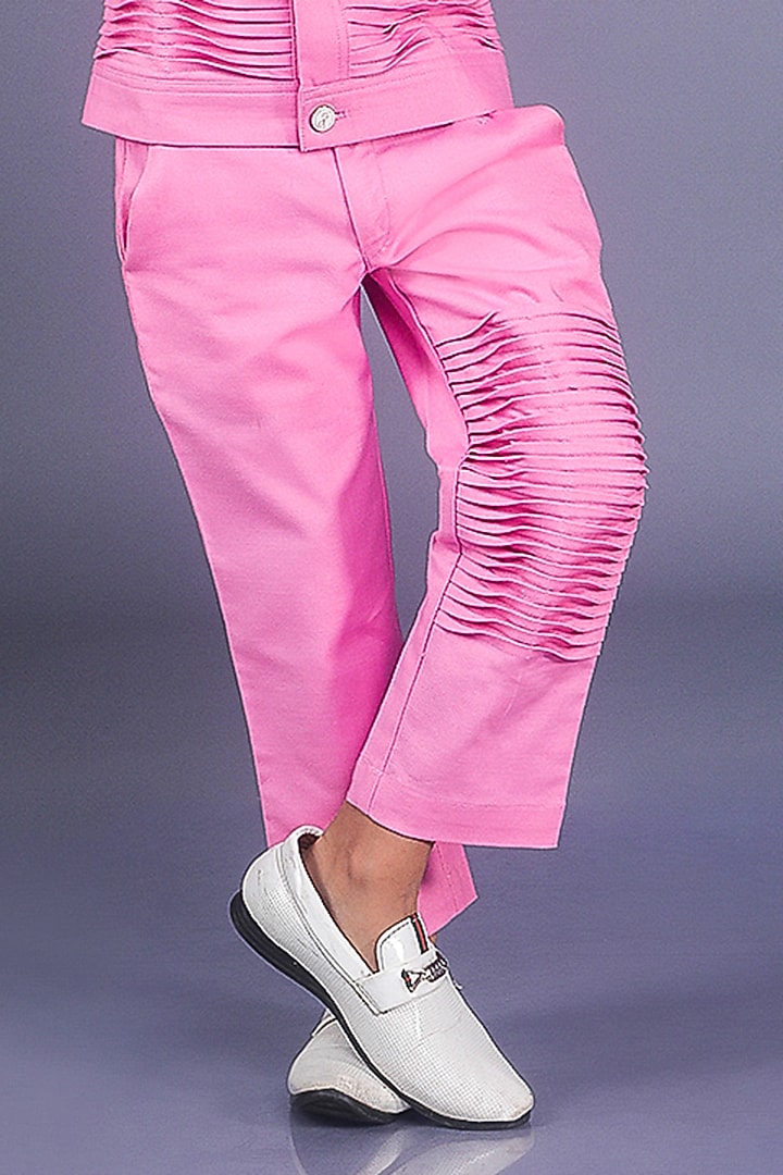 Pink Premium Cotton Suiting Textured Co-Ord Set For Boys by BAYA COUTURE at Pernia's Pop Up Shop