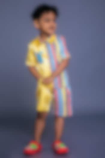 Multi-Colored Premium Satin Printed Co-Ord Set For Boys by BAYA COUTURE at Pernia's Pop Up Shop