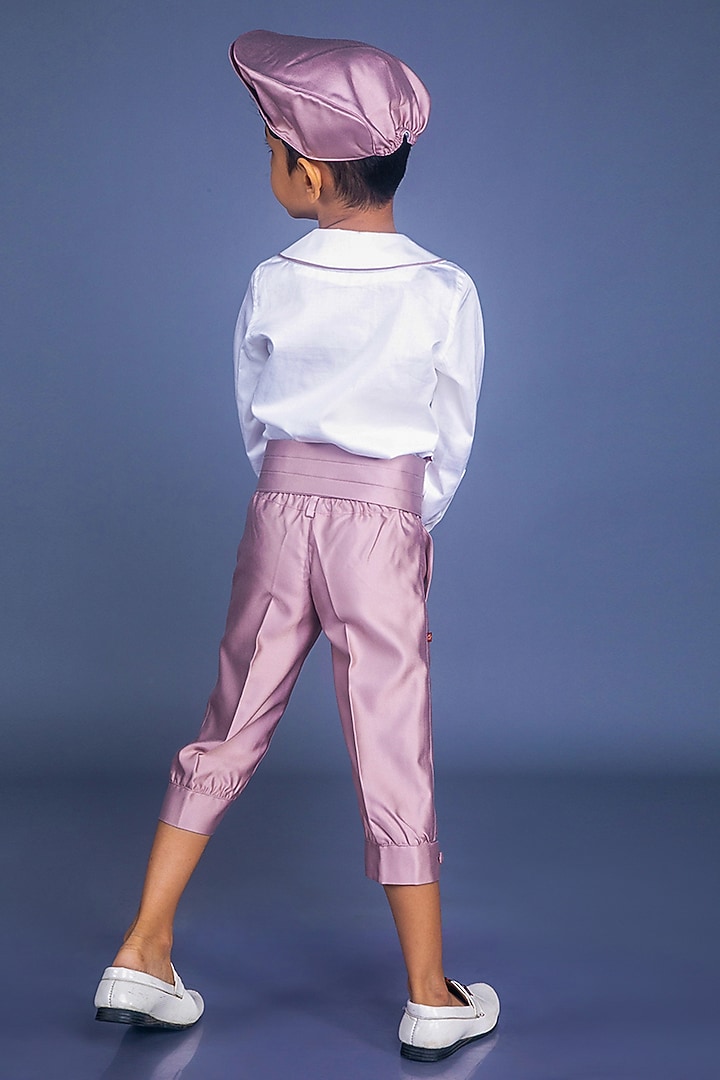 Rose Gold Suiting Pant Set For Boys by BAYA COUTURE at Pernia's Pop Up Shop
