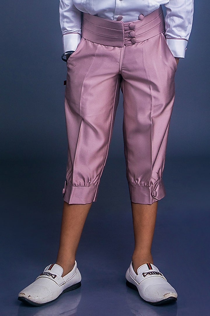 Rose Gold Suiting Pant Set For Boys by BAYA COUTURE at Pernia's Pop Up Shop