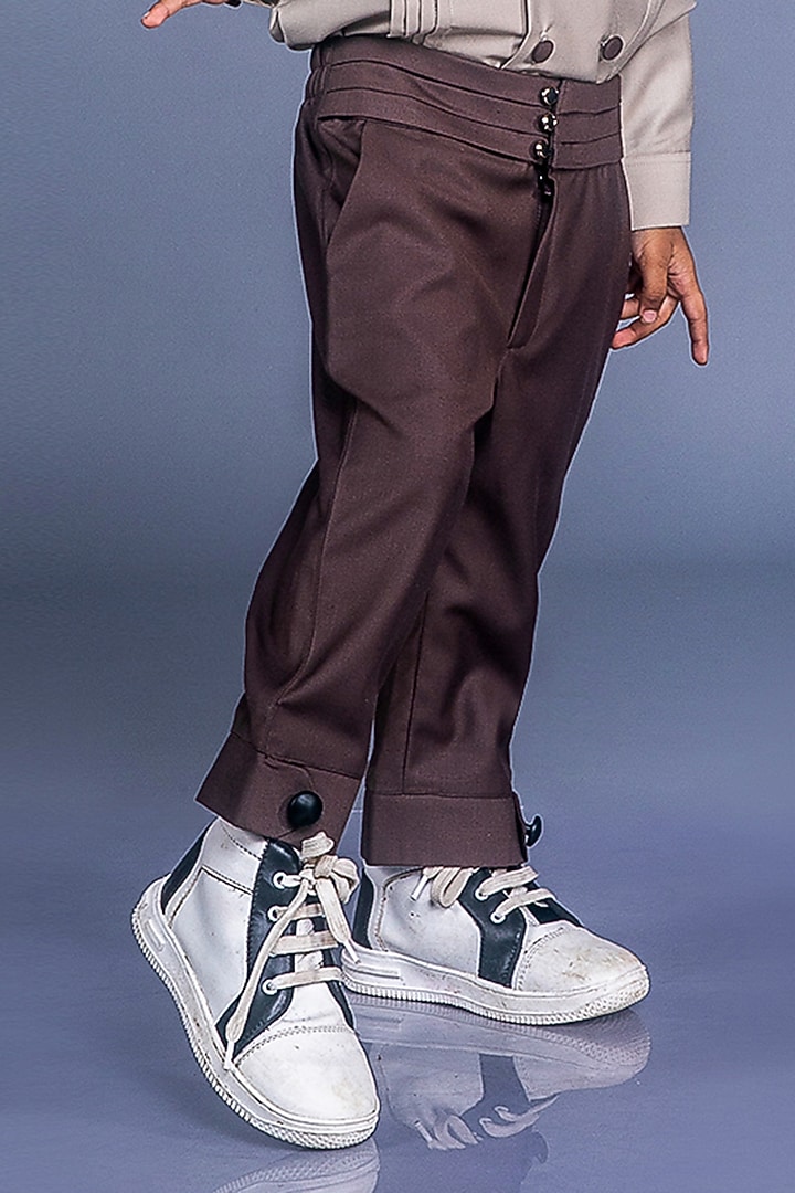 Honey Brown Suiting Pant Set For Boys by BAYA COUTURE at Pernia's Pop Up Shop