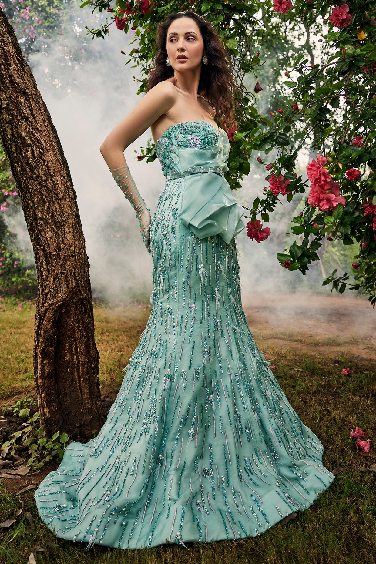 Emerald Green Off Shoulder Mermaid Lace Prom Dress, Emerald Green Form –  morievent