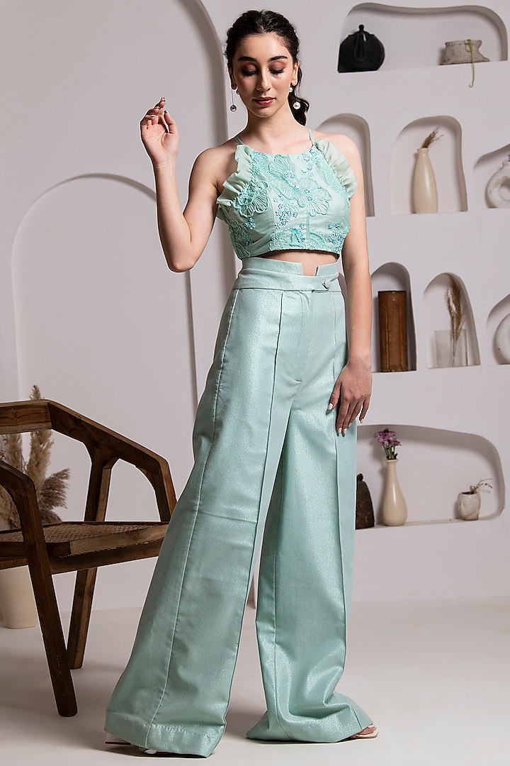 Mint Organza & Imported Crepe Co-Ord Set by BAYA BY RICHA