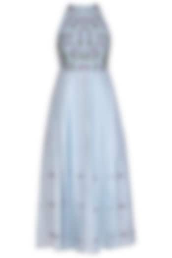 Pastel Blue Embroidered Pleated Tunic by Baavli