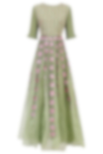 Green floral handpainted jumpsuit available only at Pernia's Pop Up Shop.