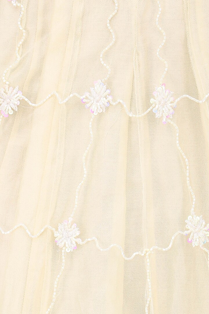 Off white 3D floral work anarkali set available only at Pernia's Pop Up Shop.