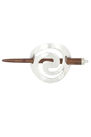Rhodium Plated Spiral Hair Pin by 2490