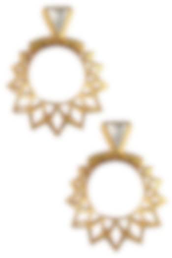 Gold Plated Crystal Stone Sunray Earrings